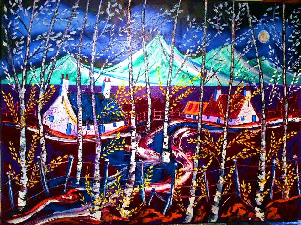 Lorna's Wee Croft at the Ross of Mull oil on Canvas by John Damari