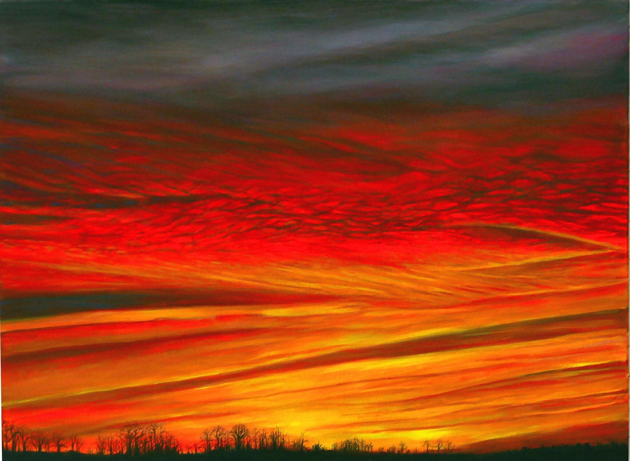 Sunset at Manmshas oil on canvas by John Damari