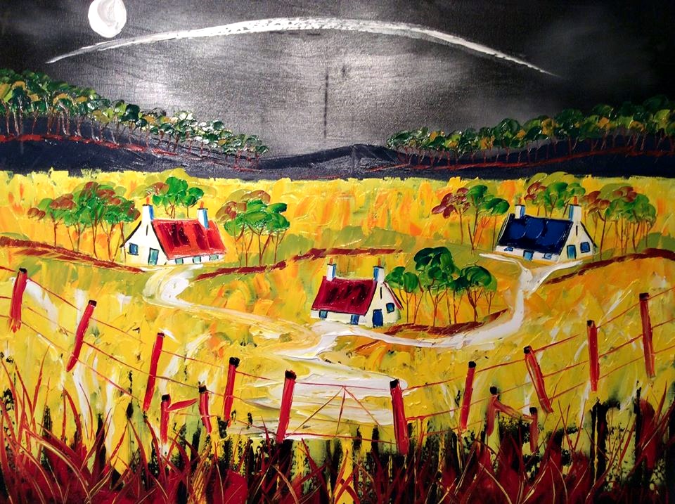 Donald's wee crofts Garrabost Isle of Lewis Oil on Canvas by John Damari