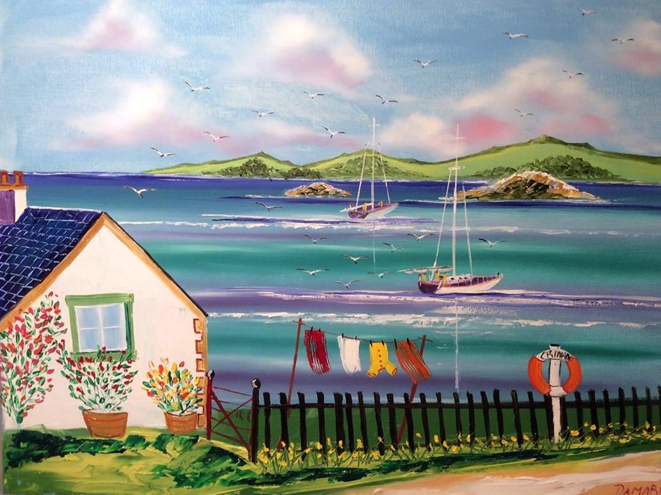 The Boat mans house Crinan Argyll Oil on Canvas by John Damari