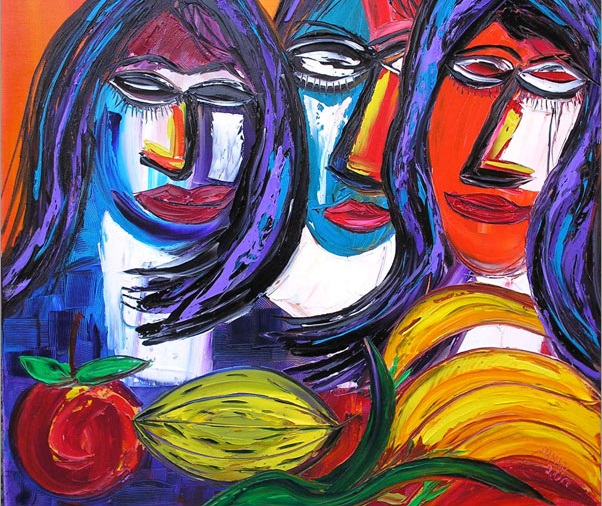 The forbidden fruits 28x28 Oil on Canvas by John Damari