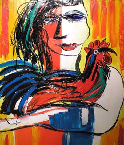 The Cockerel 36x24 Oil on Canvas by John Damari 