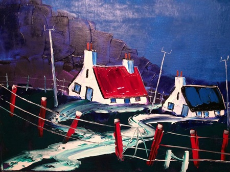 Archie's wee crofts Argyll Oil on Canvas by John Damari