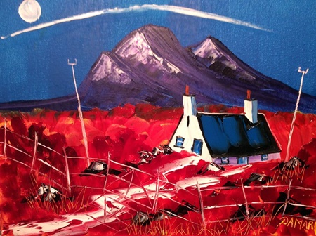 Dell's wee crofts Benmore Oil on Canvas by John Damari