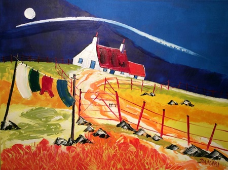 Wash day blues at Mary's croft Oil on Canvas by John Damari